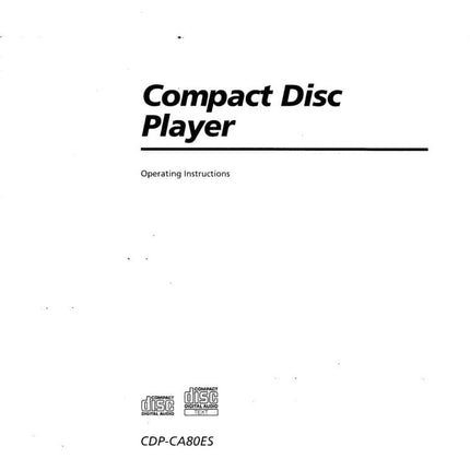 Sony CDP-CA80ES CD Player Owners Manual