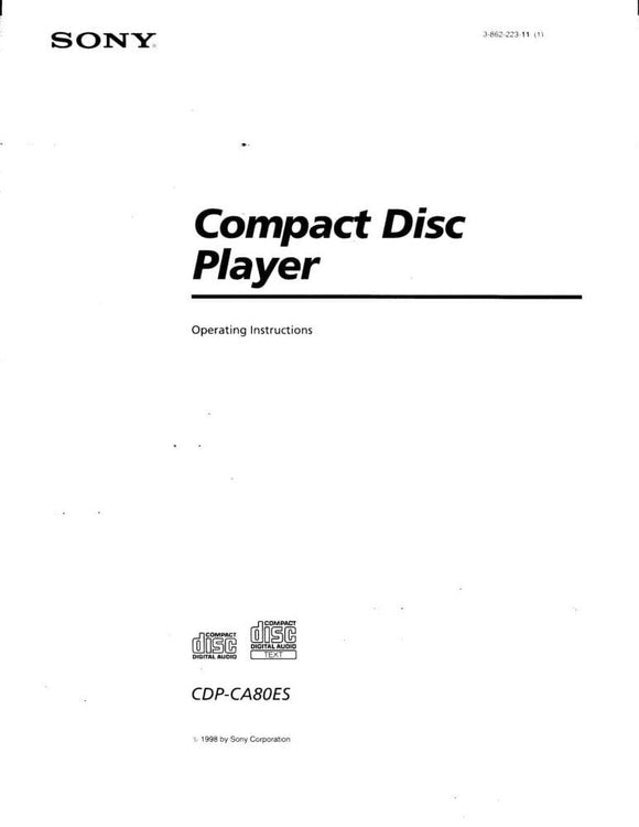 Sony CDP-CA80ES CD Player Owners Manual