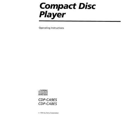 Sony CDP-CA9ES CD Player Owners Manual