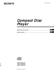 Sony CDP-CE245 CD Player Owners Manual