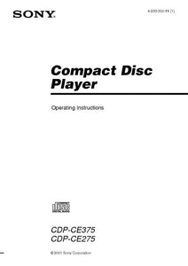 Sony CDP-CE275 CD Player Owners Manual