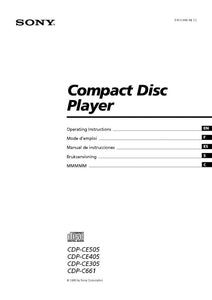 Sony CDP-CE305 CD Player Owners Manual