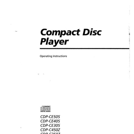 Sony CDP-CE350Z CD Player Owners Manual