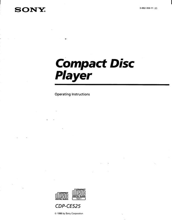 Sony CDP-CE525 CD Player Owners Manual