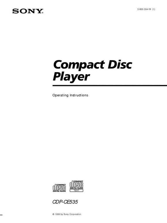 Sony CDP-CE535 CD Player Owners Manual