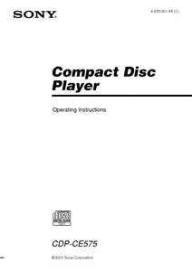Sony CDP-CE575 CD Player Owners Manual