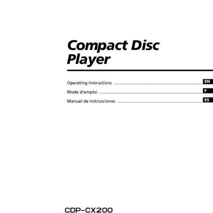 Sony CDP-CX205 CD Player Owners Manual