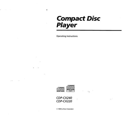 Sony CDP-CX240 CD Player Owners Manual