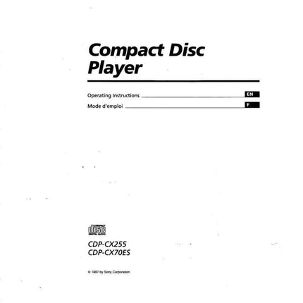 Sony CDP-CX255 CD Player Owners Manual