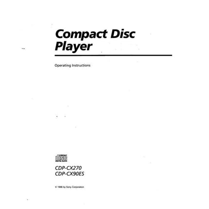 Sony CDP-CX270 CD Player Owners Manual