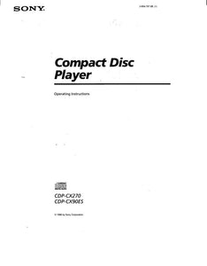 Sony CDP-CX270 CD Player Owners Manual