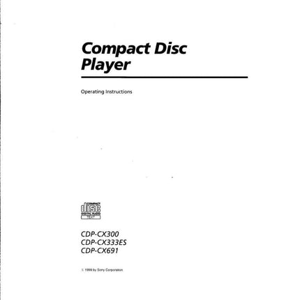 Sony CDP-CX300 CD Player Owners Manual