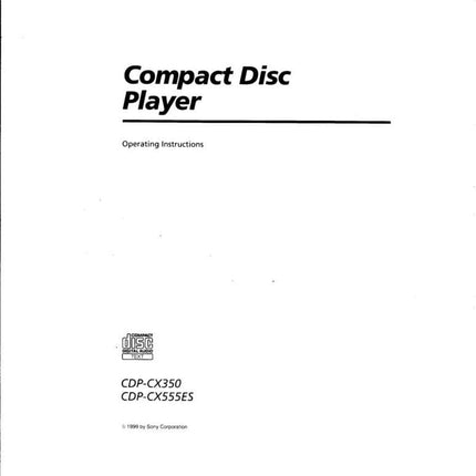 Sony CDP-CX350 CD Player Owners Manual