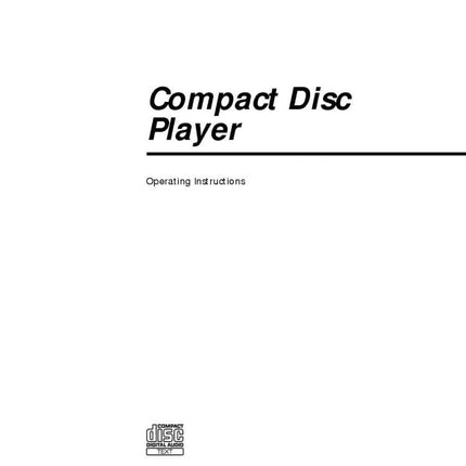 Sony CDP-CX355 CD Player Owners Manual