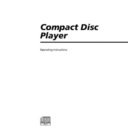 Sony CDP-CX455 CD Player Owners Manual