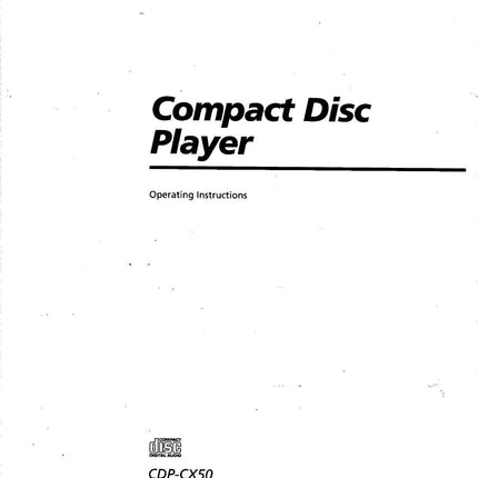 Sony CDP-CX50 CDP-CX571 CD Player Owners Manual
