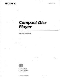 Sony CDP-CX50 CDP-CX571 CD Player Owners Manual