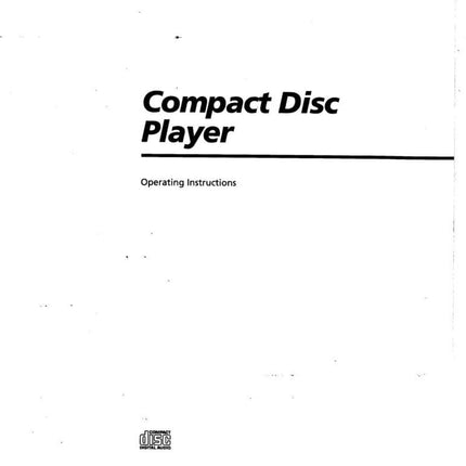 Sony CDP-CX53 CD Player Owners Manual