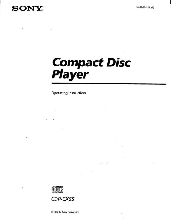 Sony CDP-CX55 CD Player Owners Manual