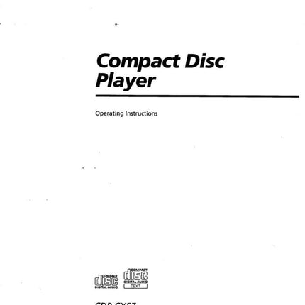 Sony CDP-CX57 CD Player Owners Manual