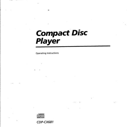 Sony CDP-CX681 CD Player Owners Manual