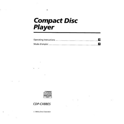 Sony CDP-CX88ES CD Player Owners Manual