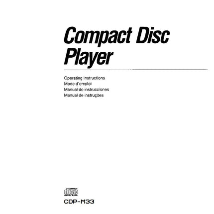 Sony CDP-M33 CD Player Owners Manual