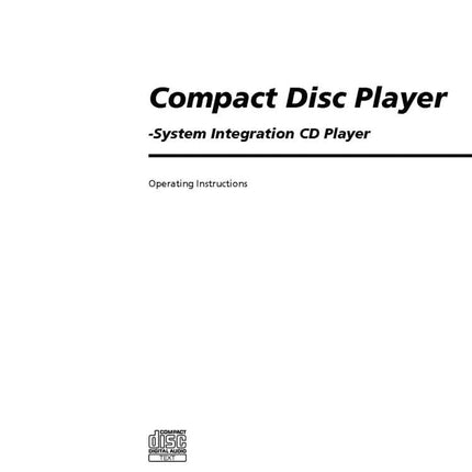 Sony CDP-M400CS CD Player Owners Manual
