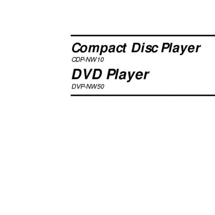 Sony CDP-NW10 CD Player Owners Manual