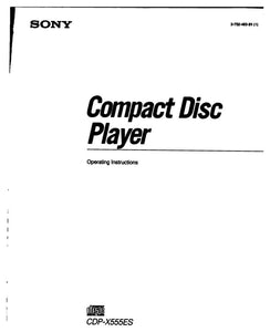 Sony CDP-X555ES CD Player Owners Manual