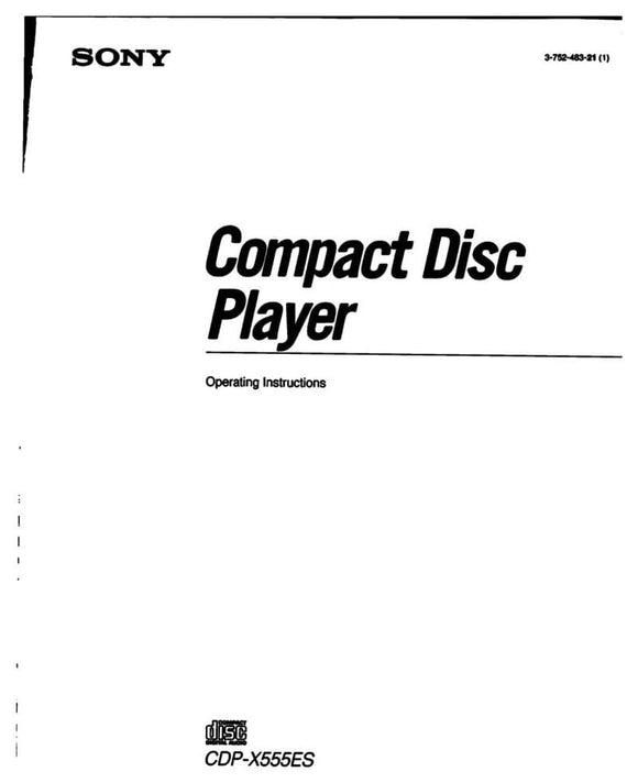 Sony CDP-X555ES CD Player Owners Manual