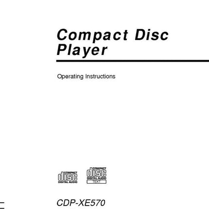 Sony CDP-XE570 CD Player Owners Manual