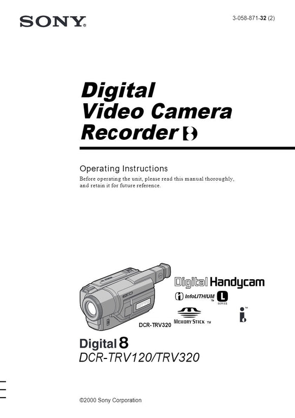 Sony DCR TRV120 Camcorder Owners Manual