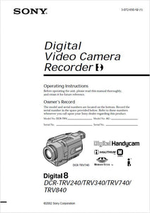 Sony DCR-TRV240 Camcorder Owners Manual