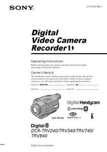 Sony DCR TRV308 Camcorder Owners Manual