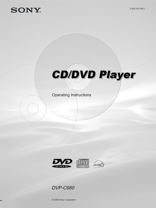 Sony DVP-C660 DVD Player Owners Manual
