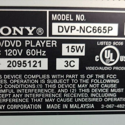 Sony DVP-NC665P 5-Disc DVD CD Carousel Changer Player model