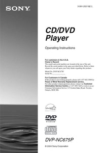 Sony DVP-NC675P DVD Player Owners Manual