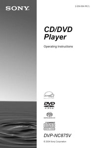 Sony DVP-NC875V DVD Player Owners Manual