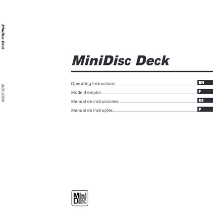 Sony MDS-JE520 Minidisc Owners Manual
