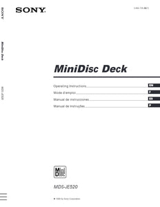 Sony MDS-JE520 Minidisc Owners Manual