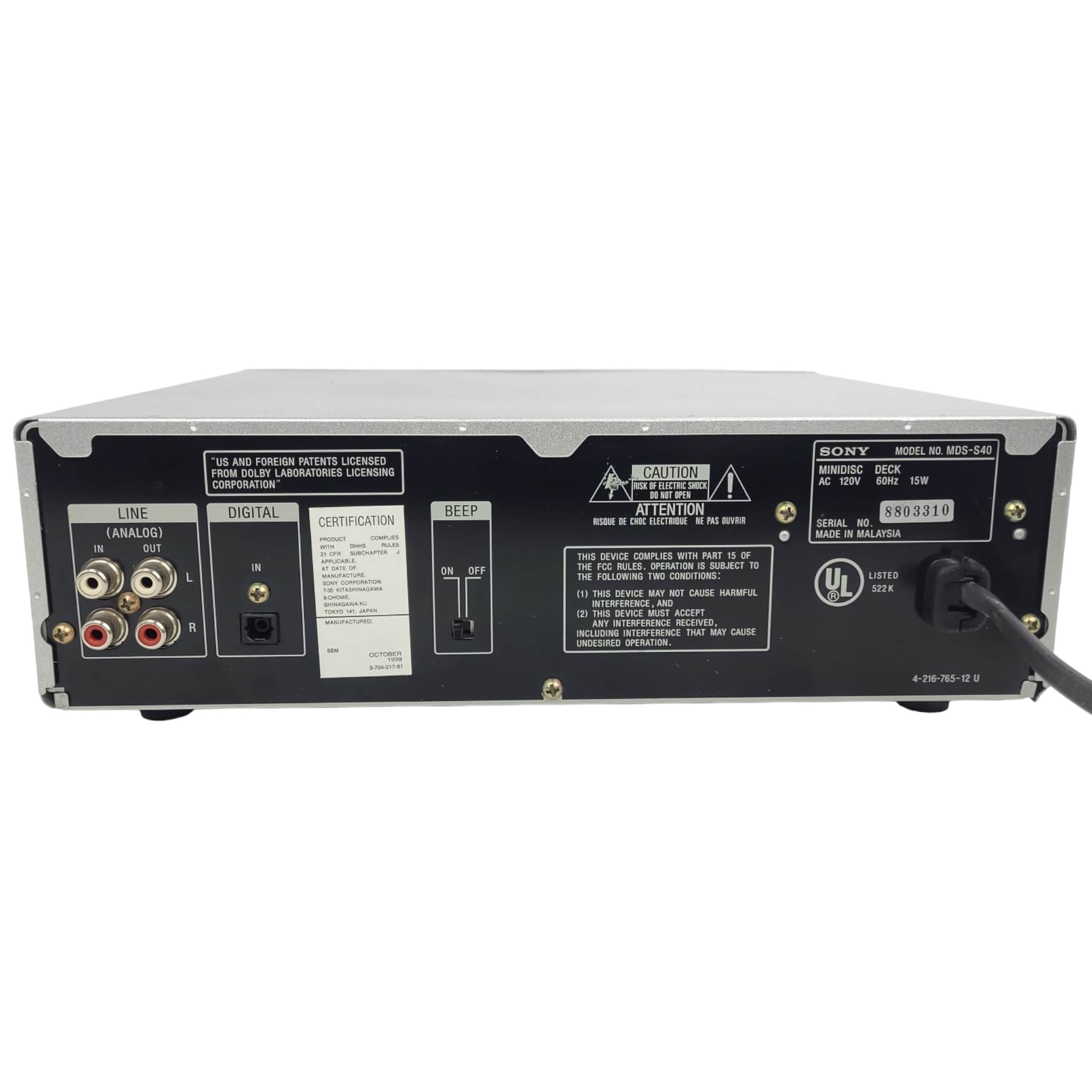 Sony MDS-S40 MiniDisc Recorder and Player Deck – TekRevolt