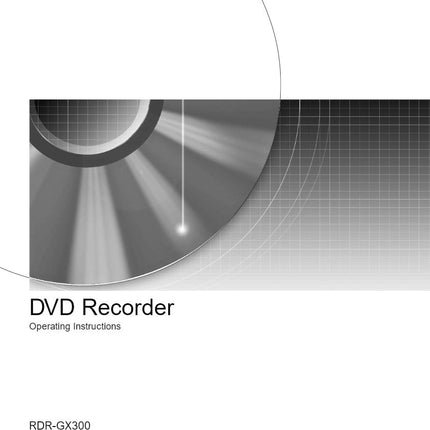 Sony RDR-GX300 DVD Recorder owners manual