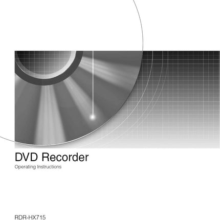 Sony RDR-HX715 DVD Recorder owners manual
