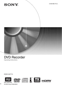 Sony RDR-HX715 DVD Recorder owners manual