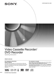 Sony RDR-VX530 DVD Recorder owners manual