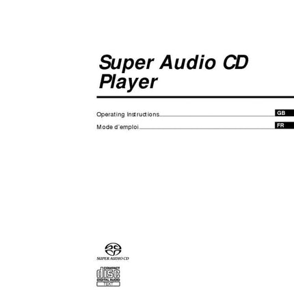 Sony SCD-1 Super Audio CD Player Owners Manual