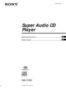 Sony SCD-777ES Super Audio CD Player Owners Manual