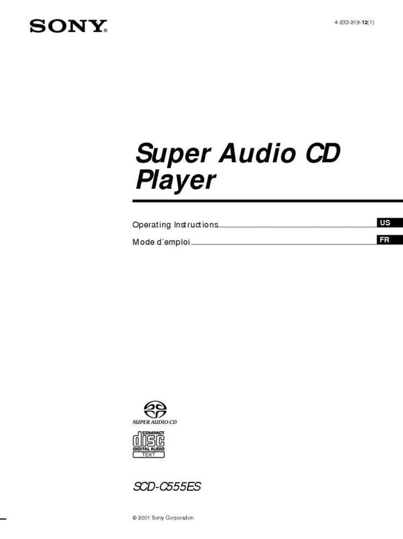 Sony SCD-C555ES Super Audio CD Player Owners Manual