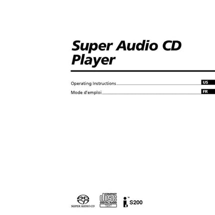 Sony SCD-XA9000ES Super Audio CD Player Owners Manual